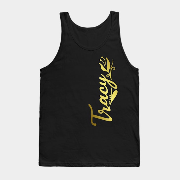 Tracy Name Faux Gold Tulip Flourish Tank Top by xsylx